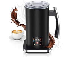 Bobypet - Melkopschuimer Elektrisch 6-in-1 - Automatische Melkschuimer en Opwarmer - Warm en Koud Melkschuim - Chocolademelk Maker - LCD Touchscreen - 420 ml - Zwart