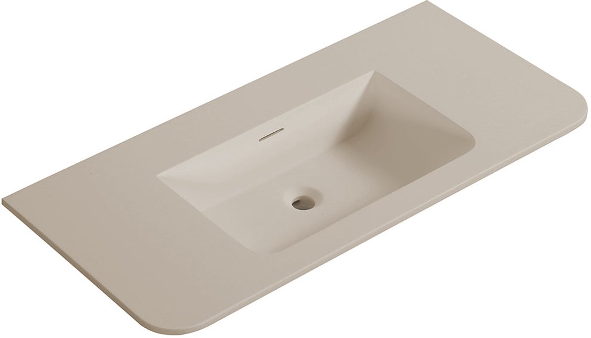 Wiesbaden Laro Wastafel Zonder Kraangat Ronde Hoeken 100 x 48 cm - Solid Surface Beige