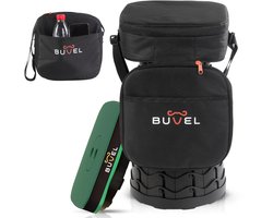 Buvel® Opvouwbare kruk - Kruk - Campingstoel - Inklapbaar - Telescopisch - Visstoel - Voetenbankje - Groen - Vierkant - Met kussen