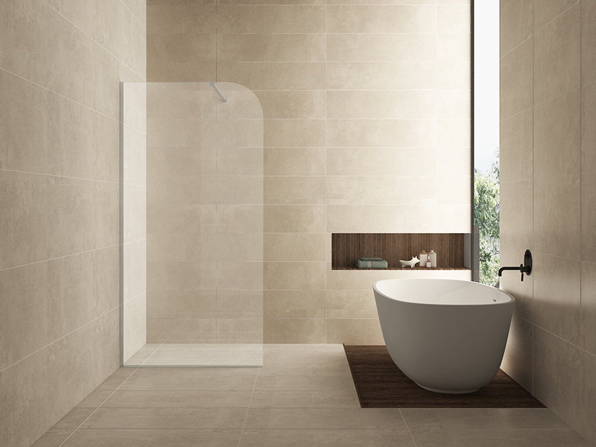 Wiesbaden Curvea Inloopdouche 100 x 200 cm - Nano Helder Glas