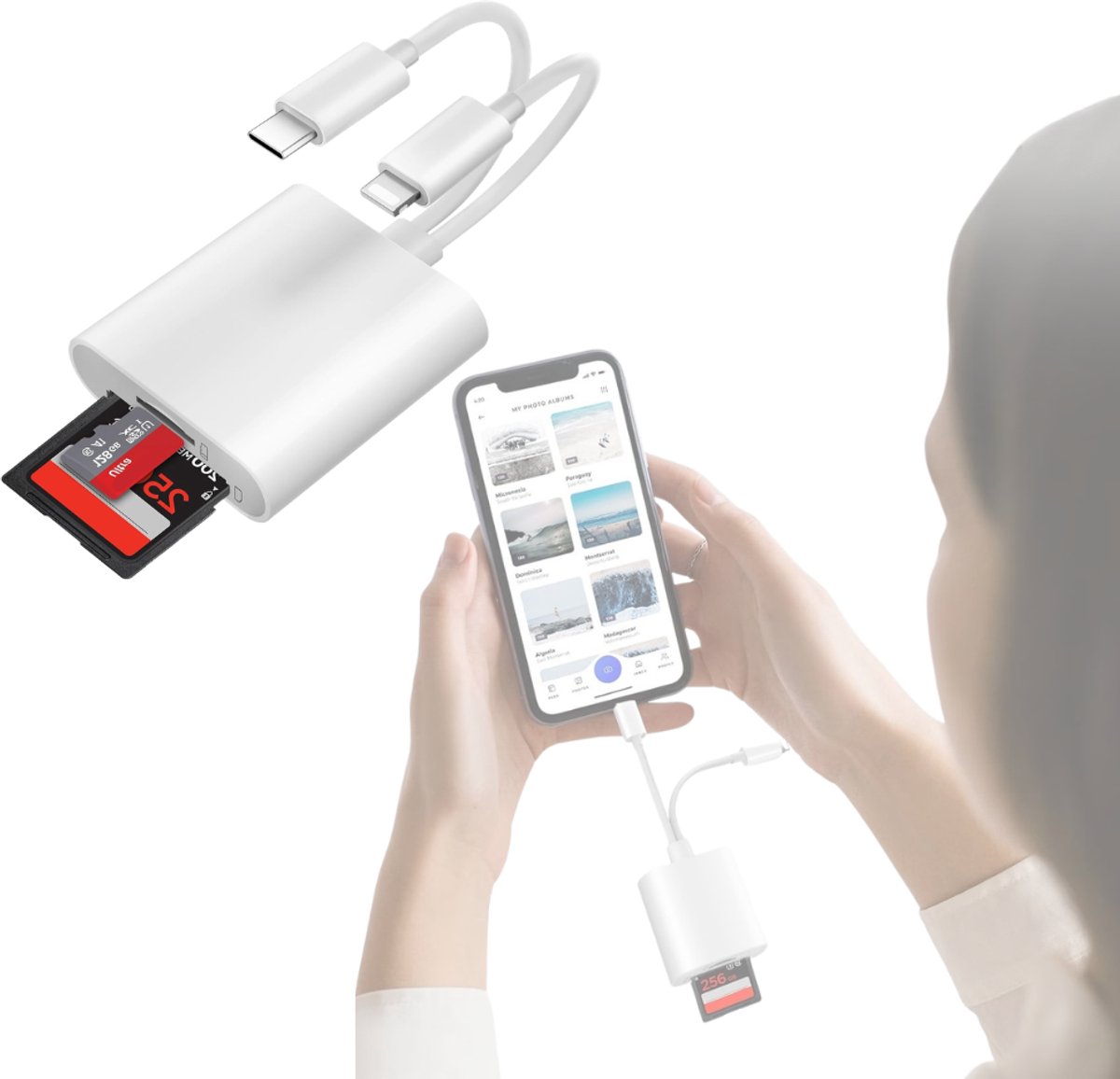 Zavio® Sd Kaart Lezer - SD-kaart - SD-kaartlezer USB-C -Wit