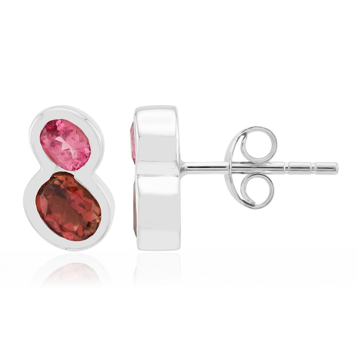 Cavill - 925 Sterling Zilver Oorbellen met 0,799 ct Braziliaanse Roze Toermalijn - Palladiumlaag - Elegante Ovale Oorstekers Dames