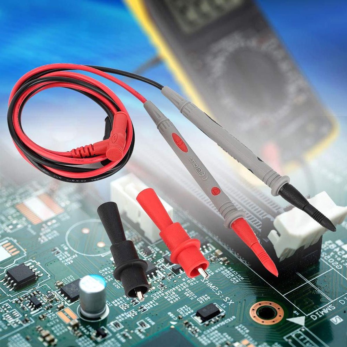 Multimeter Testsonde - Meetkabel Set - Elektronica Testen - Flexibele PVC Kabel - 90 cm - Zwart