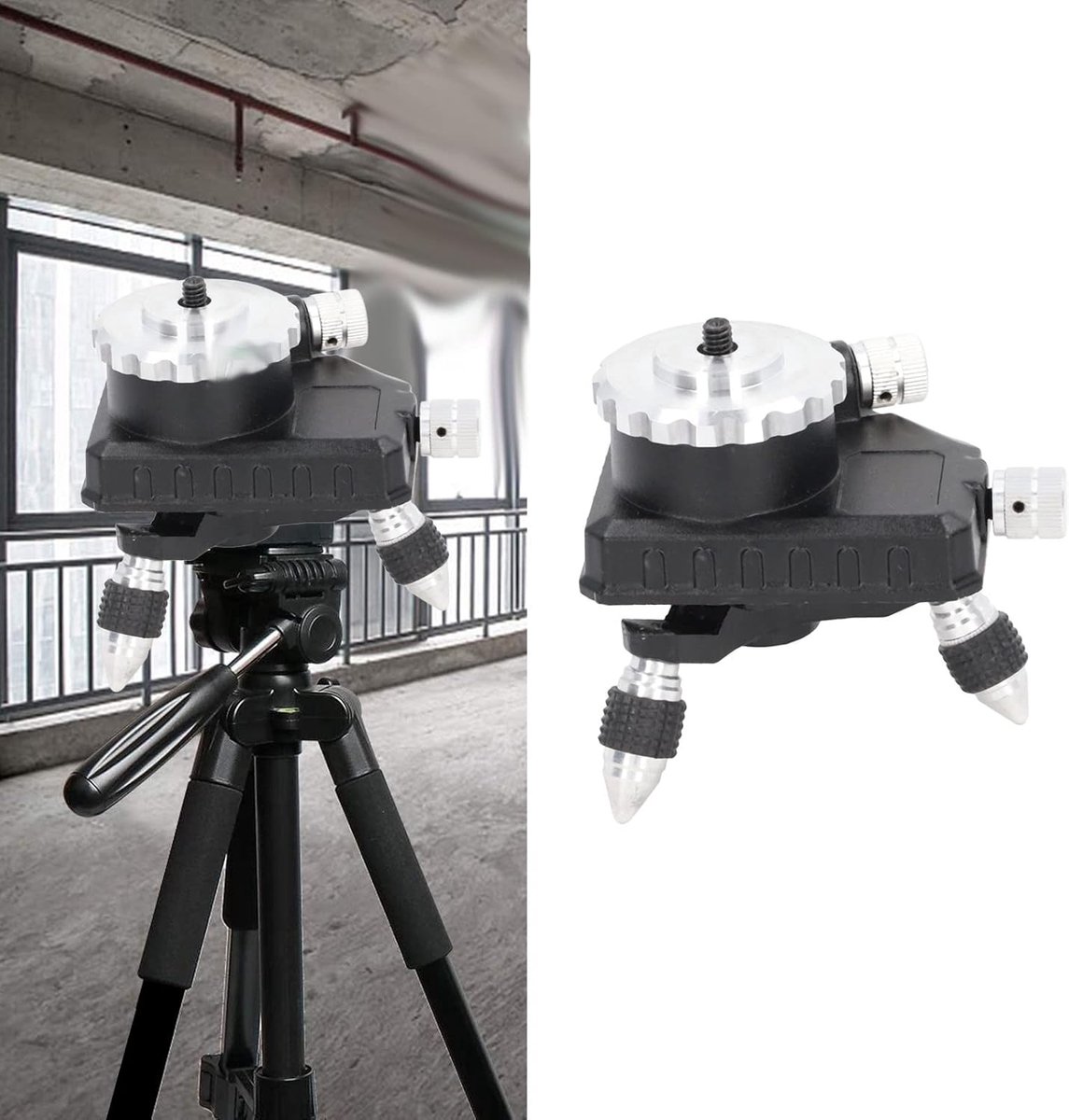SnelShoppen - 360° Level Aanpassingsbasis Rotatable Fijn Afstel Adapter Voor Laserwaterpas Statief Connector - Stabiele Ondersteuning, Inclusief Nivea