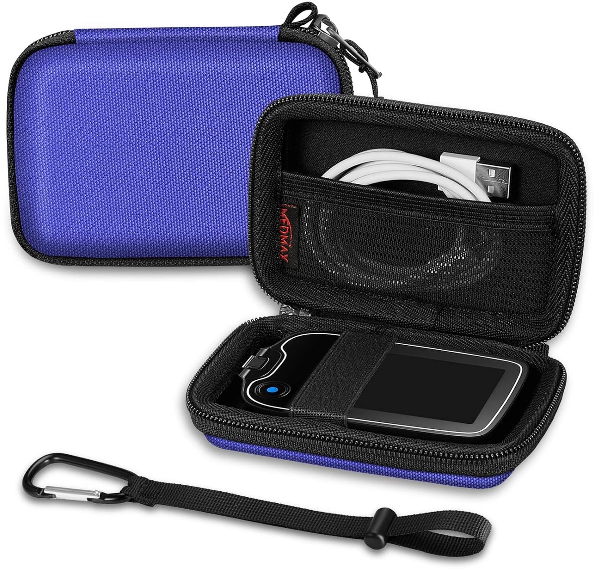 SnelShoppen - Hard Case voor Freestyle Libre 3/2 / Libre Reader - Lichtgewicht Schokbestendige Opbergtas met Clip en Handvat voor Diabetici - Blauw