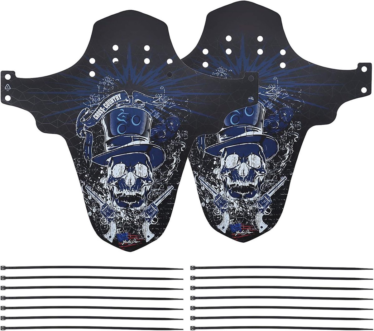 SnelShoppen - 2 x MTB Fietsmudguards Set Zwart Blauw Mountainbike Voor- en Achterspatborden Ultra Dun Geschikt voor 26° 27.5° ± 29° Wielen