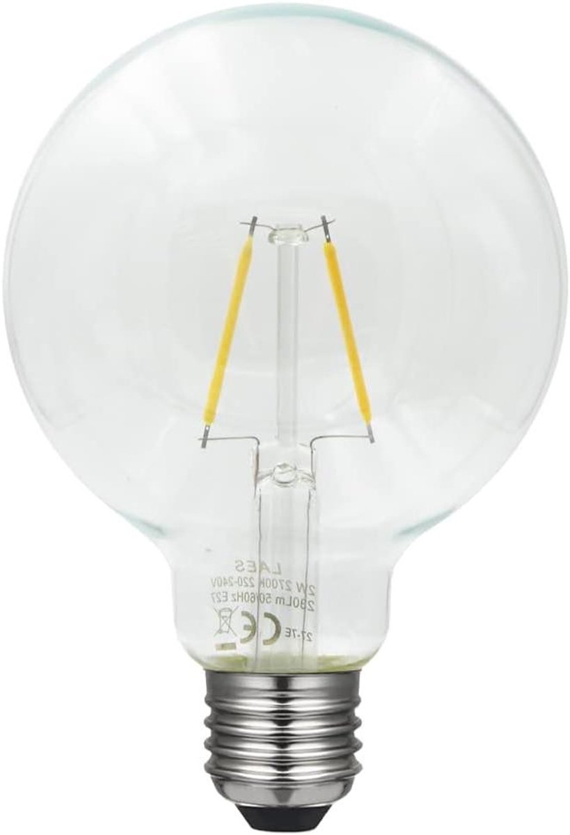 LED-lamp Globe - Gloeilamp Filament - Decoratief Verlichten - Direct Warm Licht - 95 mm - Transparant