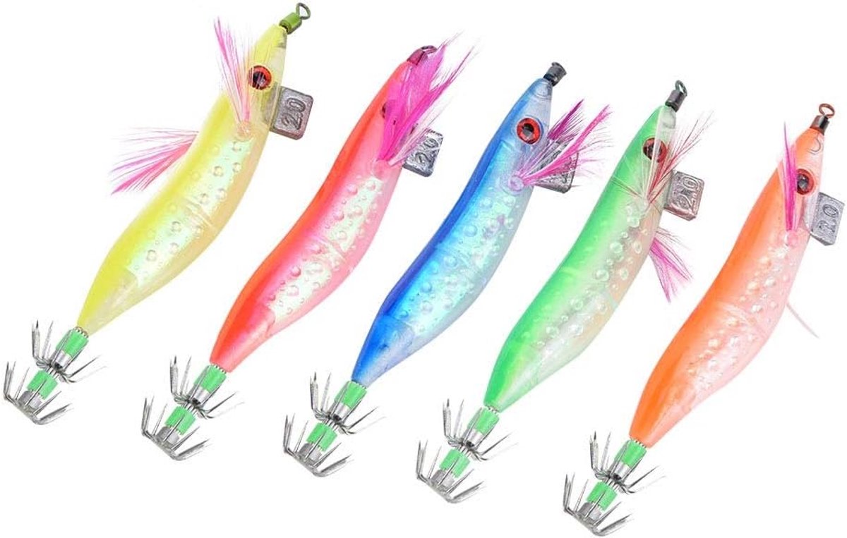 SnelShoppen - Demeras Garnalen Lure Squid Jigs Levensechte Vissersaas voor Zoetwatervissen - Perfect voor Baars, Snoek, Forel & Nachtvissen - Sterke H