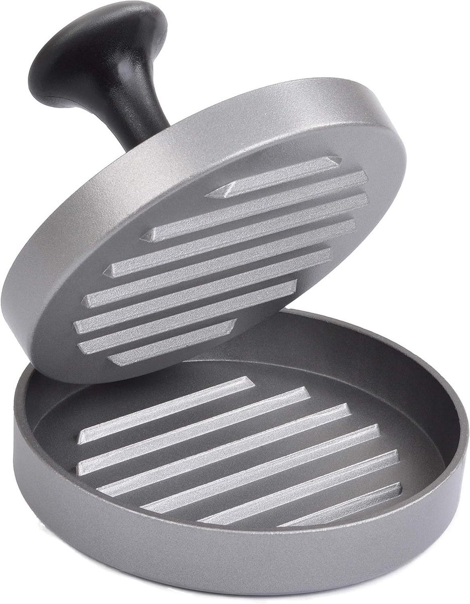 Burgerpers Set - Vleesvormer - Burgers Maken - Anti-aanbaklaag - 12 cm Diameter - Zilver