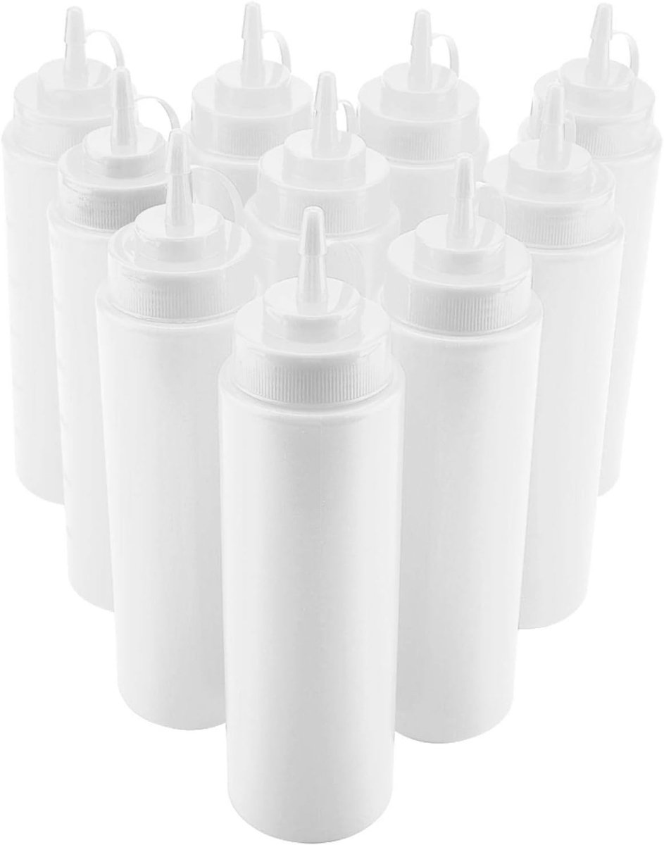 SnelShoppen - 720ml Squeeze Flesjes Condiment Flessen Plastic Ketchup Dispenser Sauce Bottles met Smalle Tuit - Keuken, BBQ, Feest, Camping, Wit