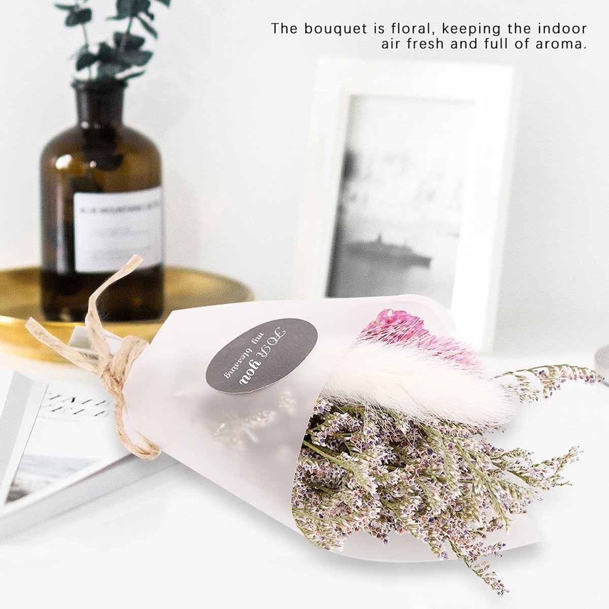 SnelShoppen - Gedroogd Bloemen Boeket Natuurlijke Planten Stelen Voor Bruiloft Decoratie, Feest, Thuis Decoratie, Meerdere Kleuren, Duurzaam en Langdu