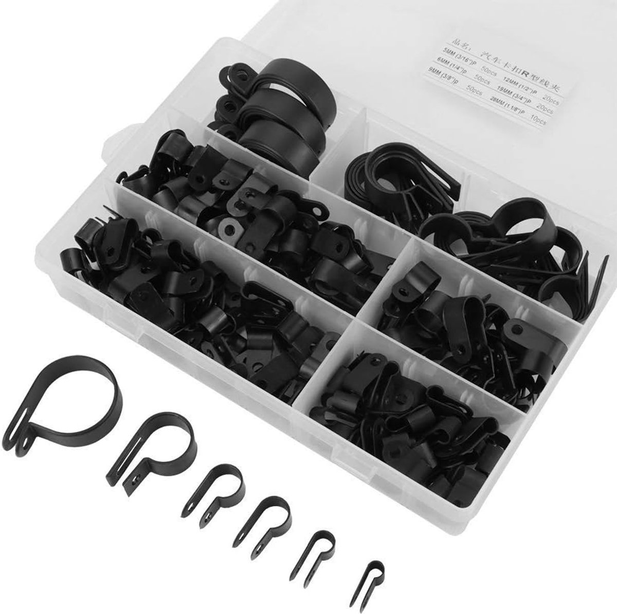 Kabelklemmen set 200 stuks - nylon kunststof - zwart/wit - ideal voor kabelbeheer - SnelShoppen