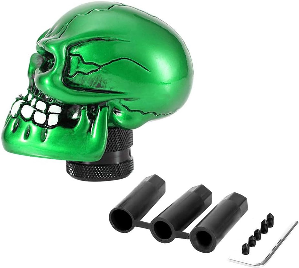 SnelShoppen - Universele Auto Versnellingsknop met Skelet Skull Design, Aangepaste Groene Kleur, Duurzaam en Lichtgewicht, Perfect voor Auto Accessoir