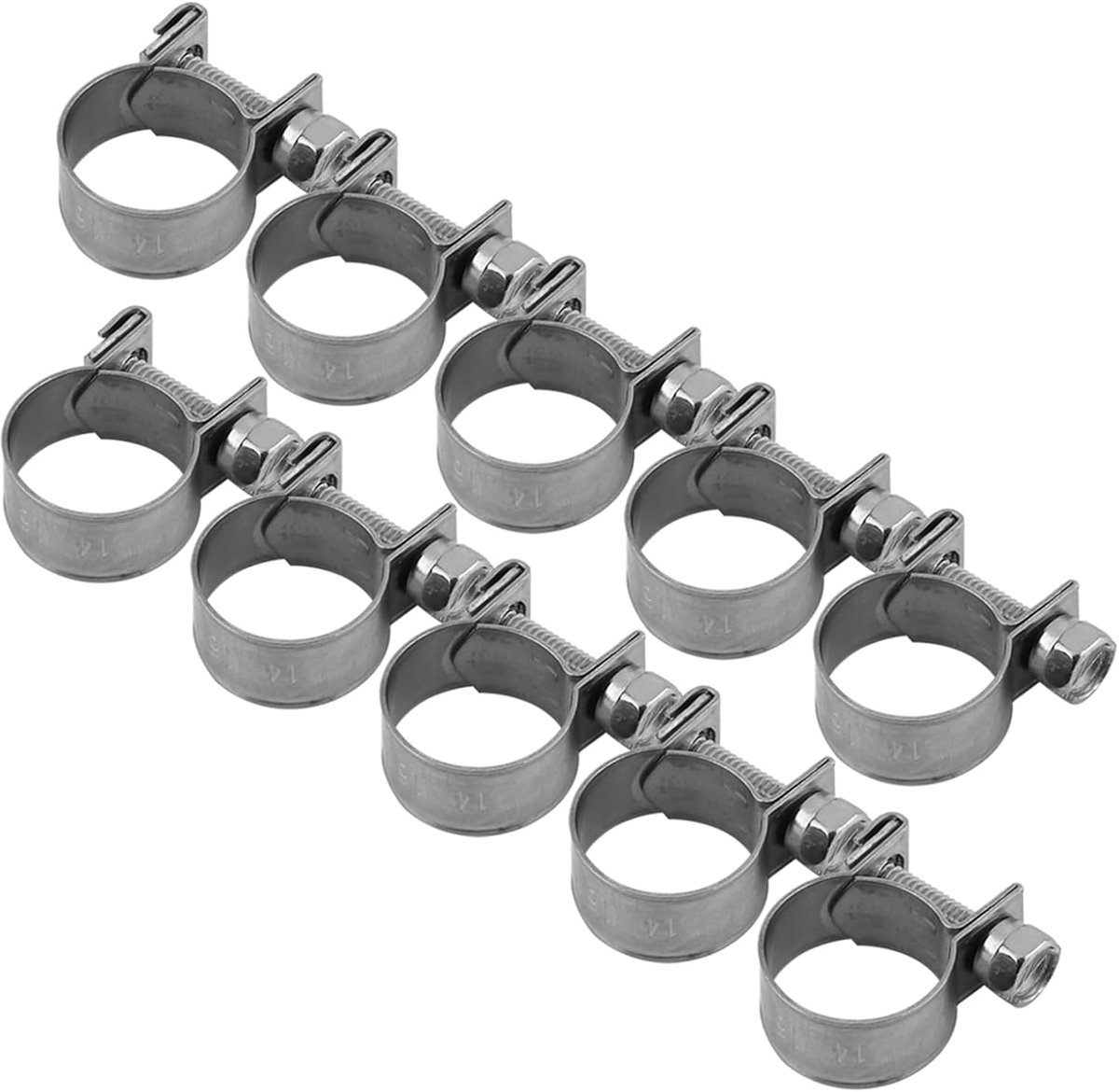 SnelShoppen - Set van 10 Mini Slangklemmen, Rvs, Smalle Wand, 14-16mm, Voor Brandstofslangen, Waterleiding, Luchtslangen, Siliconenslangen, Perfect vo