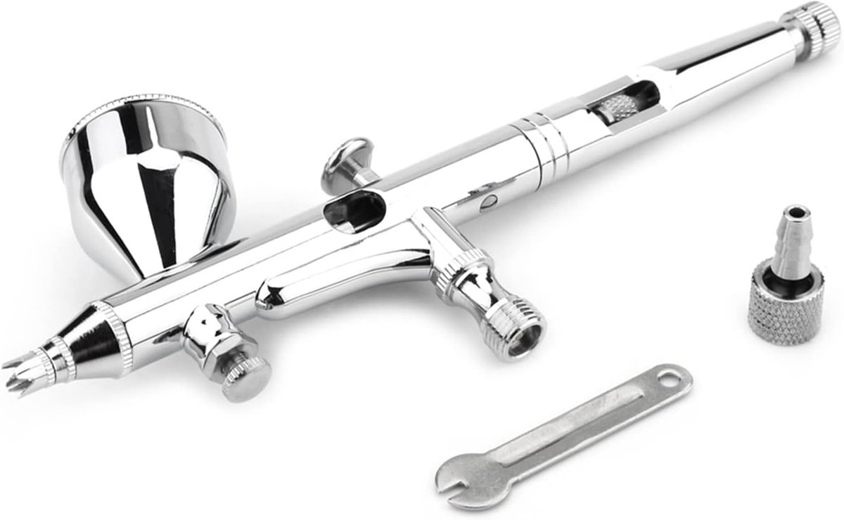 SnelShoppen - Airbrush Gun Gravity Dual Action voor Kunst Schilderen, Tattoo, Manicure, Taart Decoratie, Modelbouw - 0.2mm Spuitmond - Hobby Spray Too