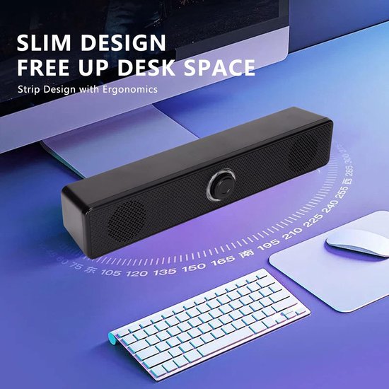 Computerluidsprekers - Desktop geluid - Muziek luisteren - Ruimtebesparend ontwerp - 6W vermogen - Zwart — afbeelding 5