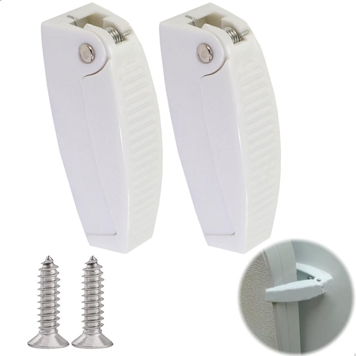 Deurhouder camperdeuren en ramen - 2 stuks - witte kunststof - onmisbare accessoire voor caravans - ShopVlot