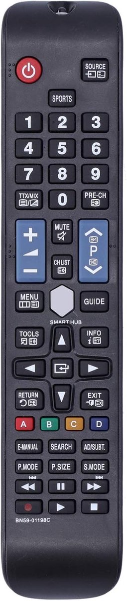 SnelShoppen - Vervangende Afstandsbediening voor BN59-01198B BN59-01198A TV, Duurzame ABS + Siliconen Toetsen, Gebruiksvriendelijk, Geen Installatie V