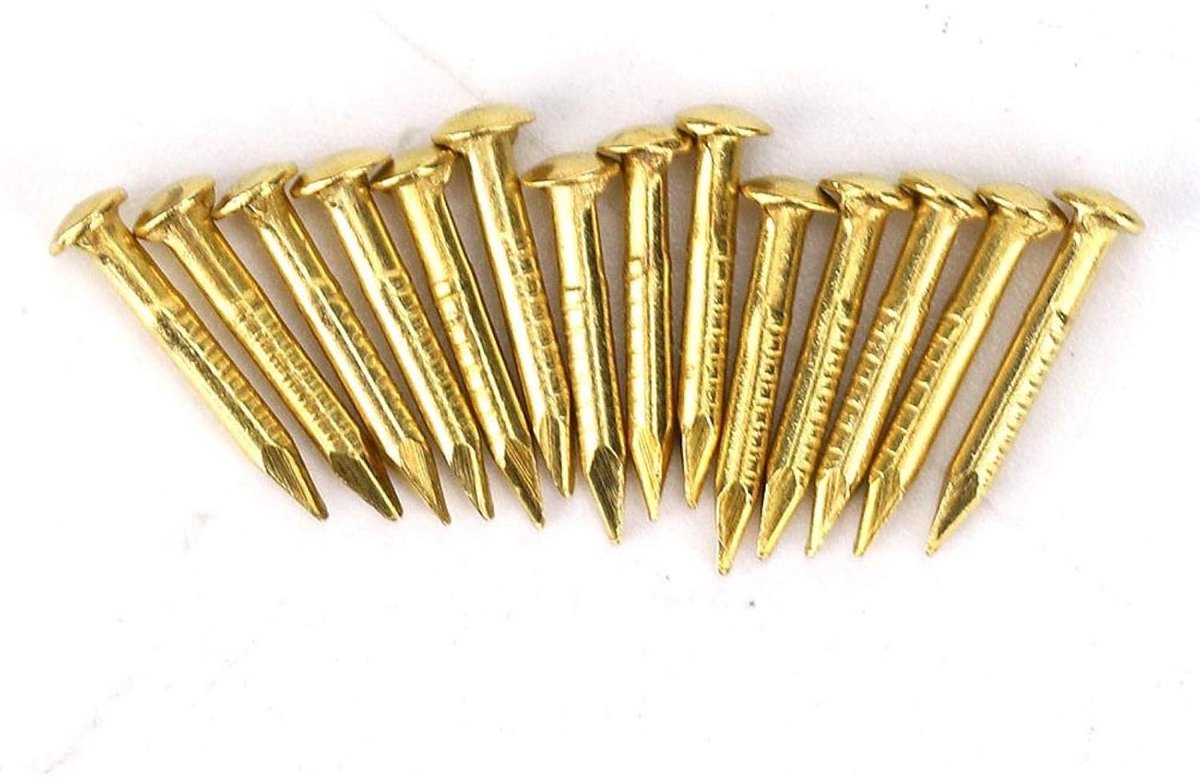 SnelShoppen - Messing Spijkers, Ronde Kop Gouden Spijkers, 100 Stuks, 10 mm, Voor Hout, Foto- en Spiegelhangen, Decoratieve Bevestigingsmiddelen