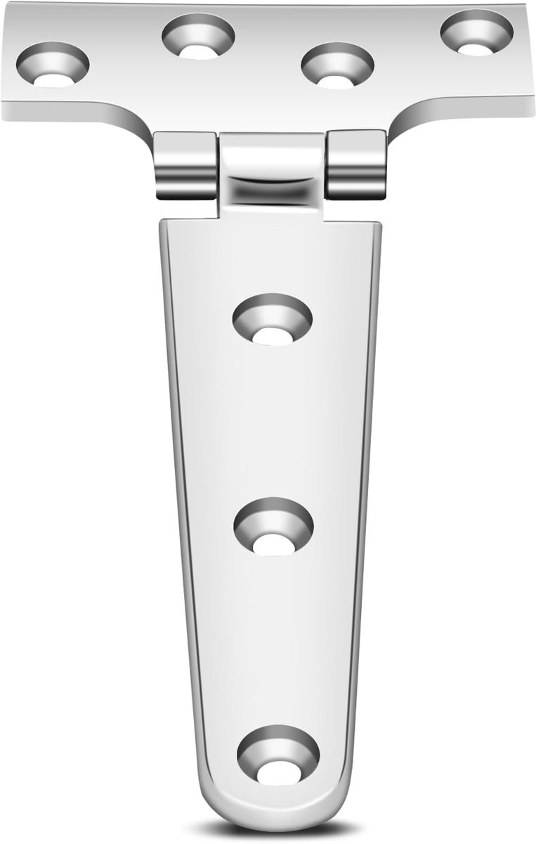 SnelShoppen - T-Type Scharnier, Verstevigd RVS Scharnier voor Deuren, 151x75x4.5mm, Roestvrij, Duurzaam, Voor Binnen en Buiten Gebruik