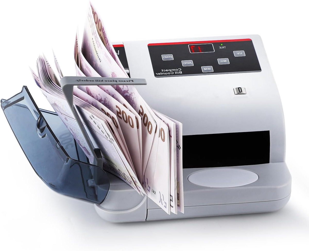 Geldtelmachine - Bankbiljettenteller - Contant Geld Tellen - Valseherkenning UV MG - 600 Biljetten Minuut - Zwart