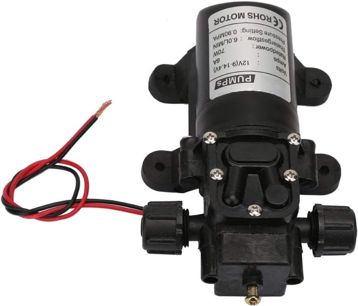 SnelShoppen - Elektrische Hoge Druk Pomp DC 12V 70W 6L/Min Zelfaanzuigende Waterpomp Laagstroom Diafragmapomp voor Motorhome Boot Camper