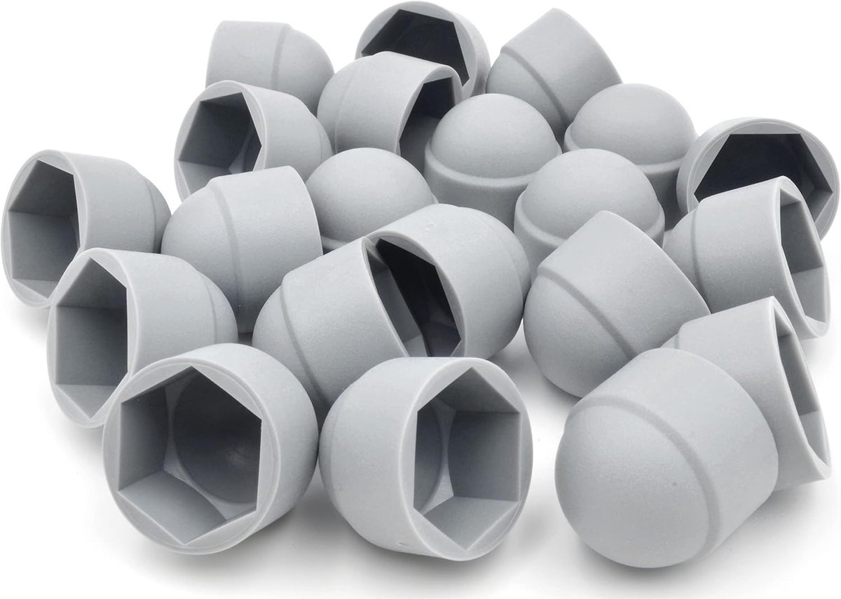 SnelShoppen - 20x Ronde Hexagon Beschermkap M12 x SW18 mm - Polyethyleen - Grijs - Ideaal voor Moeren en Schroefkoppen - Robuust en Duurzaam