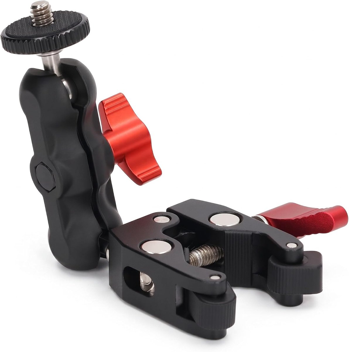 SnelShoppen - Camera Super Clamp met Dubbel Kogelgewricht, Multifunctionele Klem met 1/4'' en 3/8'' Beugel voor Vullicht, Microfoon en Monitor