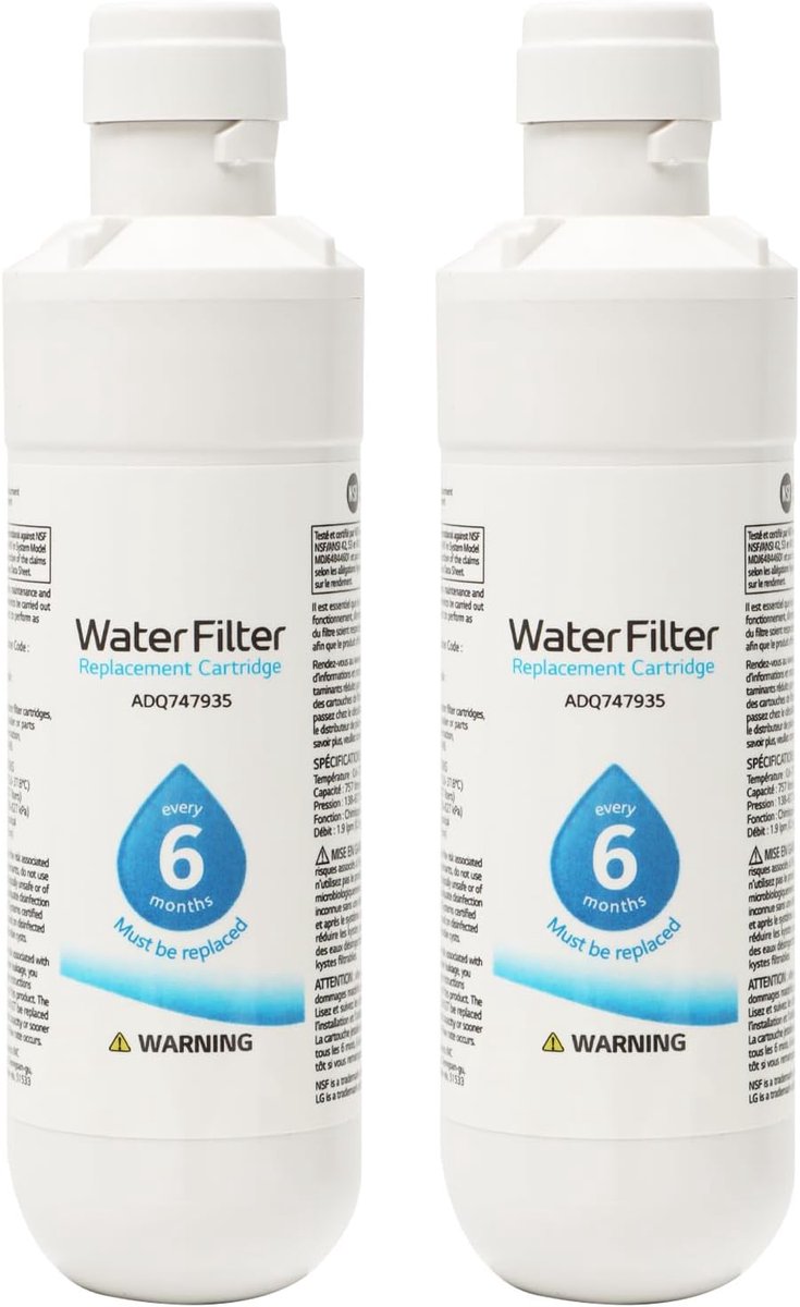 SnelShoppen - 2 Stuks LT1000P Koelkast Waterfilter, Universele Vervangingsfilter voor Koelkasten, Wit, Ideaal voor Kenmore9980, Tot 300 Liter Water, V