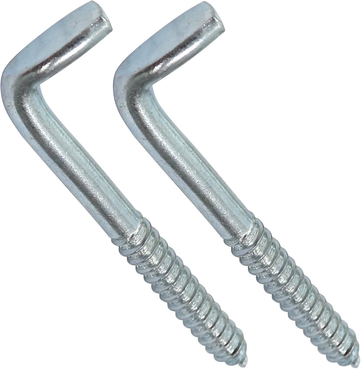 SnelShoppen - Set van 2 L-vormige schroefhaken - Ø 8 x 80 mm - Gegalvaniseerd staal - Schroefhaken voor hout - DIY en renovatie - Roestbestendig en st