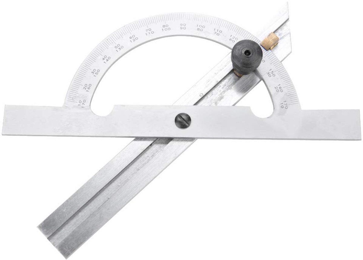 SnelShoppen - Verstelbare Hoekmeter Protractor Ruler 100x150mm van Hoogwaardig Chroomstaal voor Nauwkeurige Hoekmetingen in de Bouw en Techniek