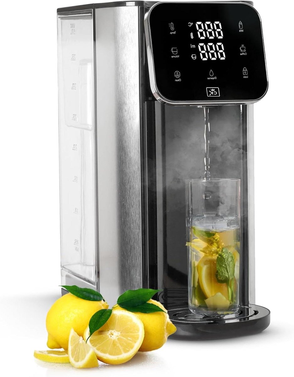 Heetwaterdispenser - Direct warm water - Snel dranken maken - Touch display controle - 3 liter tank - Grijs