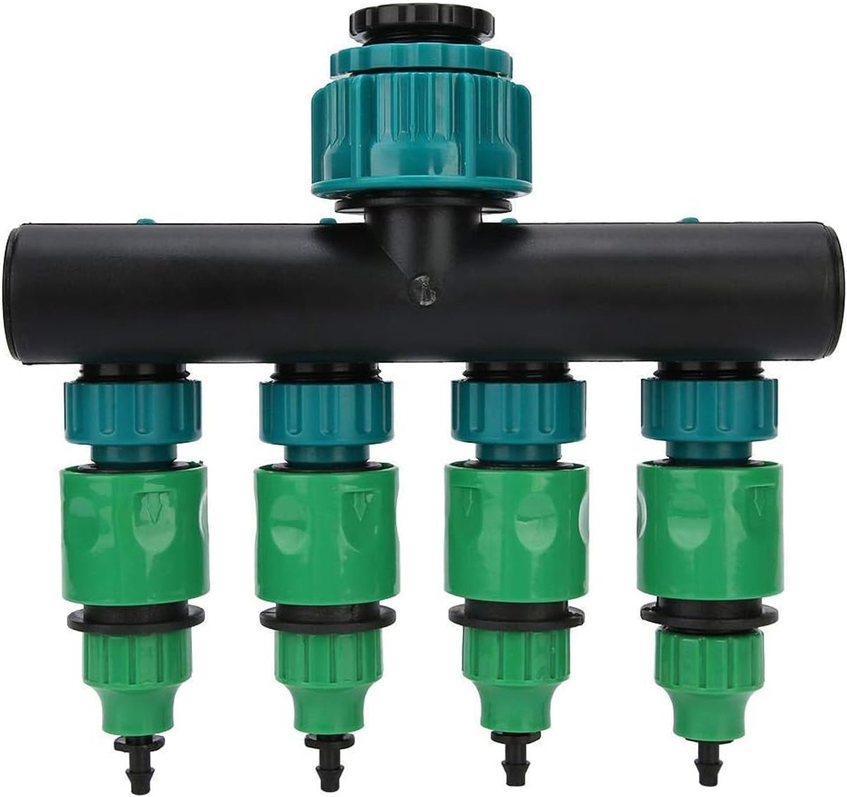 SnelShoppen - Tuinslang Verdeler, Waterkraan Distributor DN20 DN25 FNPT met 1/4 Inch Snelle Aansluiting voor Irrigatie, 4 Onafhankelijke Aansluitingen