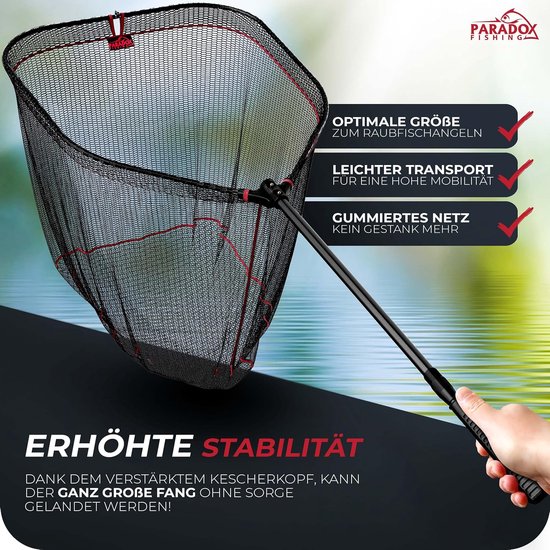 Schepnet Vissen - Roofvis Net - Vis Landen - Rubberen Net - 17 Meter - Zwart — afbeelding 4