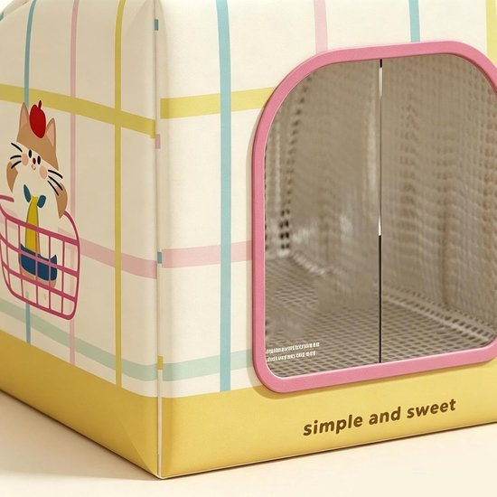 Koelend Kattenhuis - Dierenasiel Zomer - Huisdier Koel Houden - Ijspak Compatibel - 30x12x12 cm - Grijs — afbeelding 2