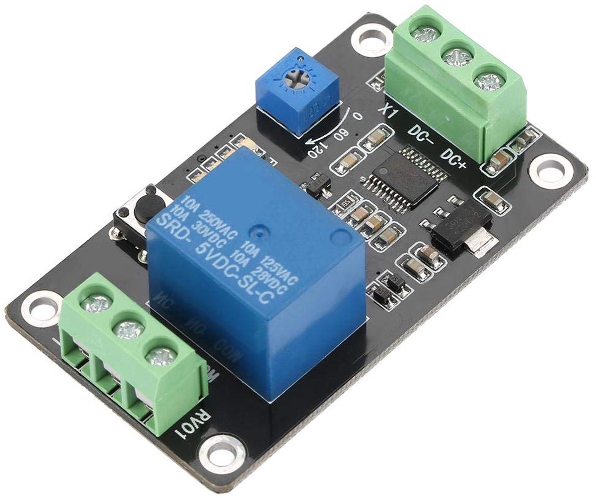 SnelShoppen - Tijdrelais DC 5V/12V/24V Tijdrelais Besturingsmodule met Zelfremvertraging, In-/Uitschakelaar Timer, Super 555 Timer, 60 x 35 x 20 mm (D
