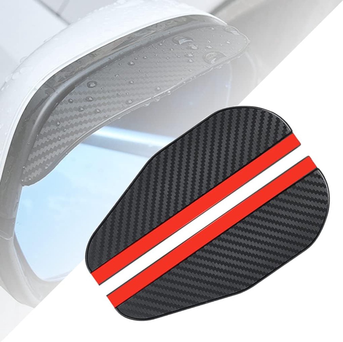 SnelShoppen - 2 Stuks Universele Auto Achteruitkijkspiegel Regenbescherming, Zijkant Spiegel Regen Eyebrow, Carbon Fiber Zijkant Spiegel Regen Cover,