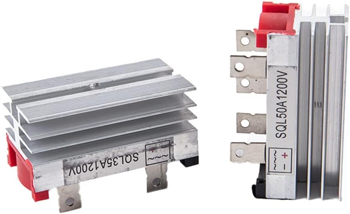SnelShoppen - 3 Fase Bruggelijkrichter 50 Amp 1200V AC naar DC Hoge Vermogen Gelijkrichter Siliconen Volledige Golf Diode 5-Terminal Module met Koelli