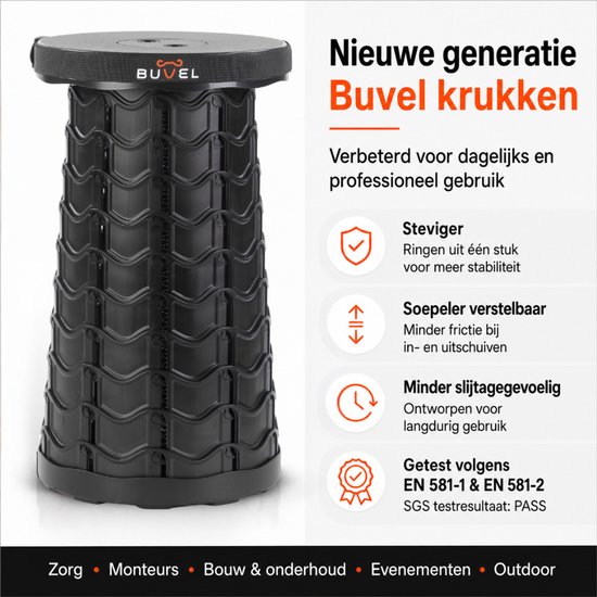 Buvel Opvouwbare kruk - Kruk - Krukje - Campingstoel - Inklapbaar - Telescopisch - Visstoel - Voetensteun - Blauw van Merkloos — afbeelding 4