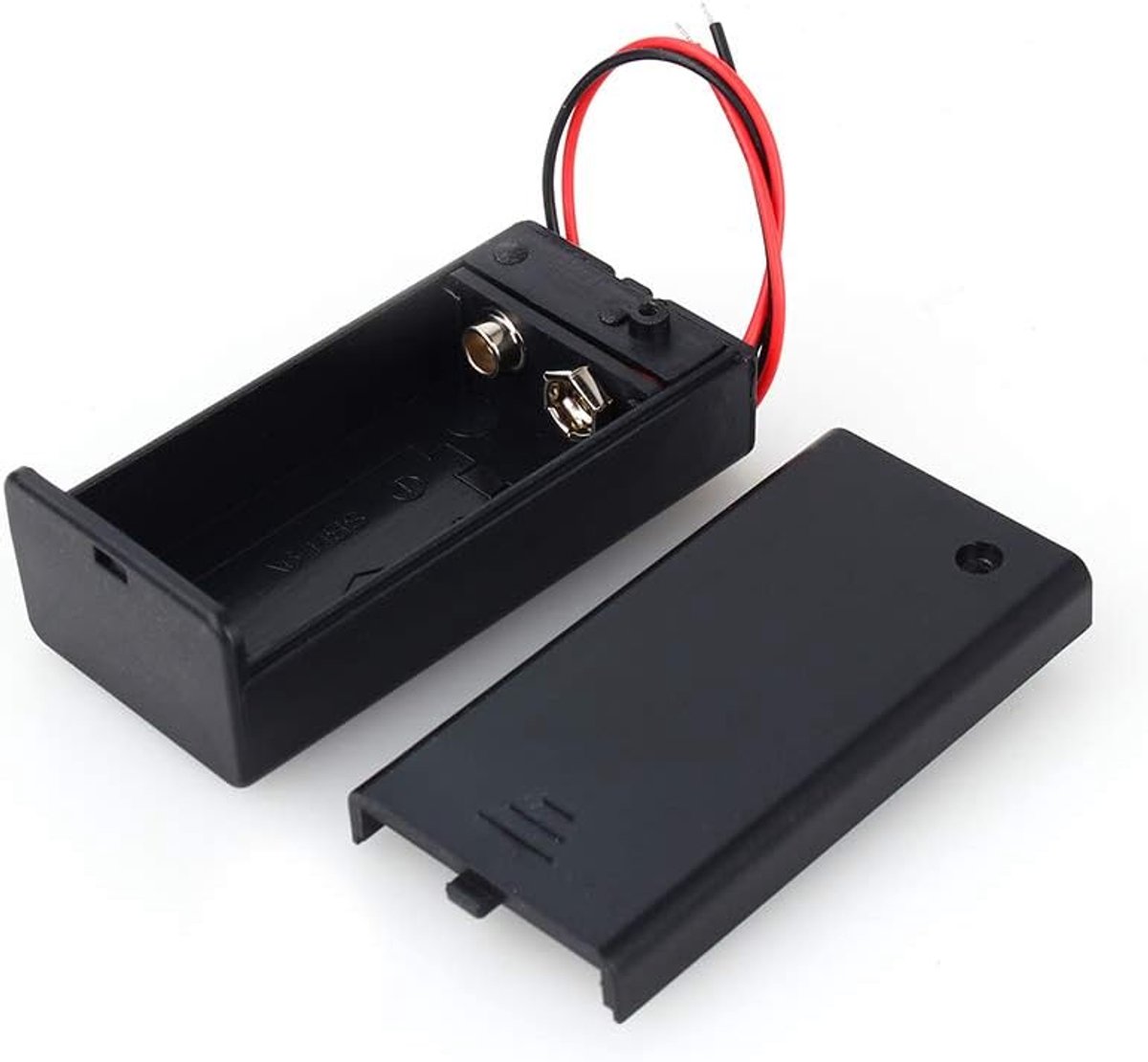SnelShoppen - 9V Batterijhouder met Schakelaar en Draad, 9 Volt Batterij Box voor Elektronische Toepassingen en Hobbyprojecten, Hoogwaardige Batterijh
