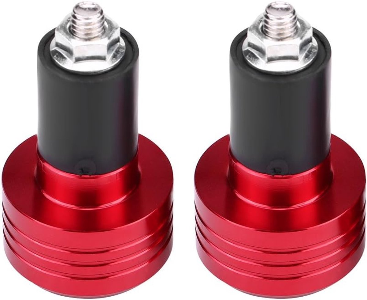 SnelShoppen - Handlebar Caps Set 22mm Universele Aluminium Motorfiets Grip Handvat Eindstukken Gewichtsbalans Plug voor Motorfietsen en Scooters (Rood