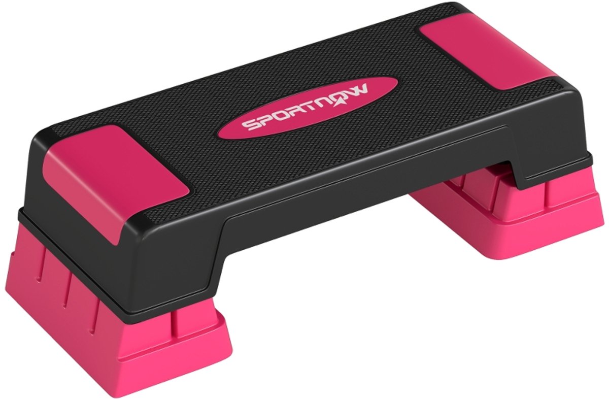 Stepbank Verstelbaar 12/17,5/22,5cm Zwart+Roze ABS Antislip 250kg Draagkracht Stapelbaar Geen Montage voor Fitness Thuis