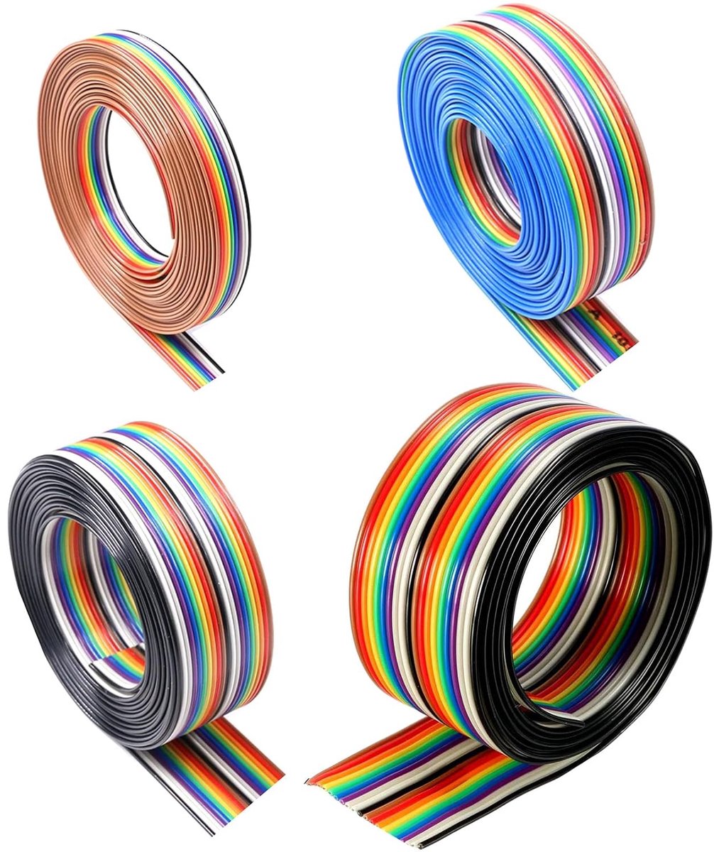 SnelShoppen - Rainbow IDC Ribbon Kabel 10/14/16/20, 1.27mm Pitch Flat Kabel, 12m Multi-kleur Kabel voor 2.54mm Aansluitingen, Hoogwaardige IDC Kabel v