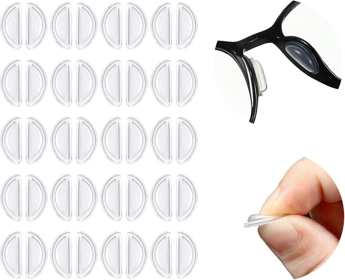 Oogglas neuspads 20 paar - D-vormig - Zacht silicone - Comfortabele ondersteuning - ShopVlot