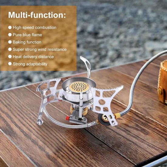 Vouwbaar Gasfornuis - Draagbare Kookbrander - Outdoor Koken - Winddichte Ontwerp - Compact Opvouwbaar - Zilver — afbeelding 2