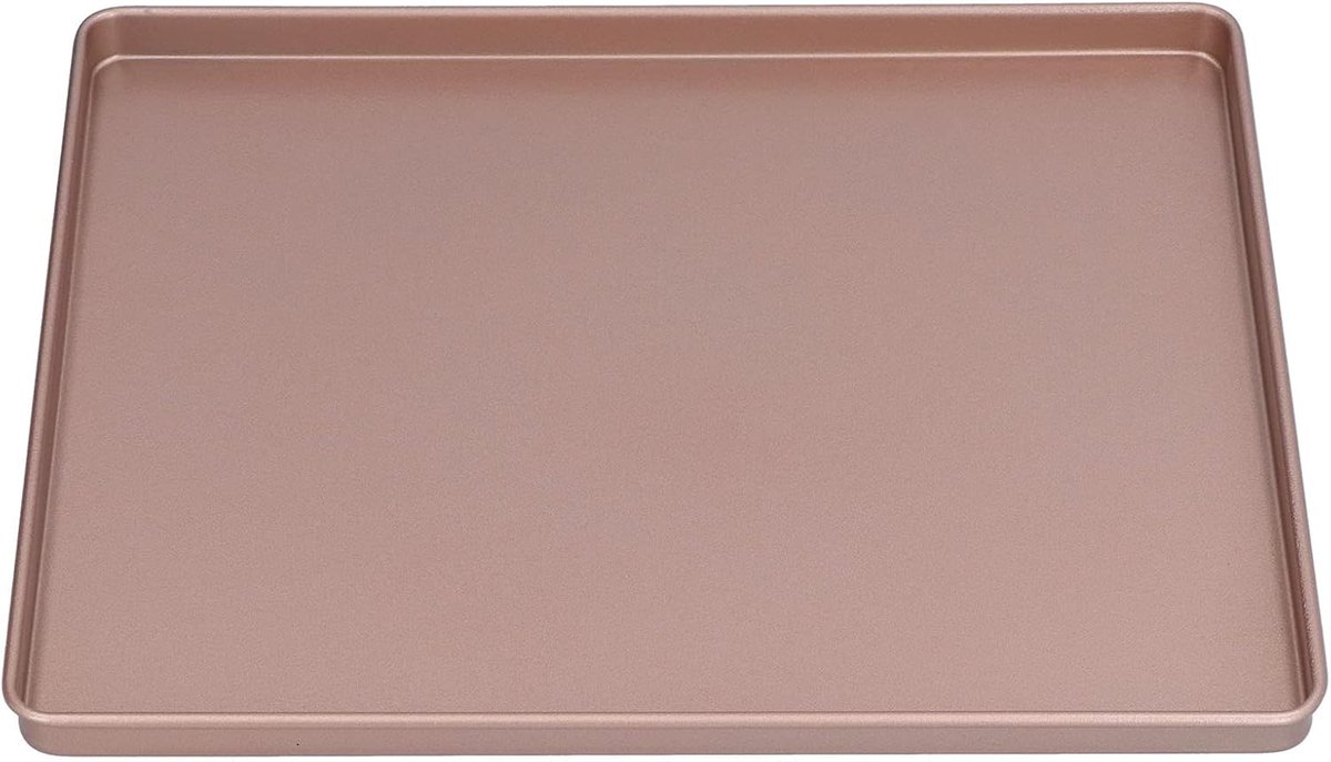 SnelShoppen - Cakevorm Rectangular 30.5 x 25.5 x 1.8 cm, Anti-aanbaklaag, Carbon Staal, Roze Goud, Voor Thuis, Keuken, Oven, Bakken, Feest