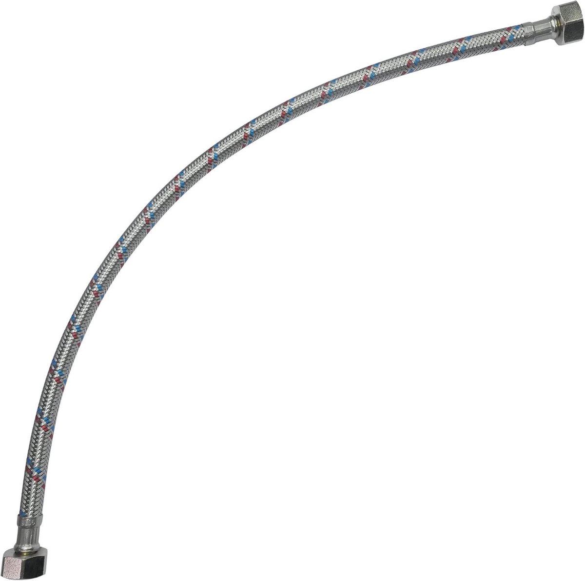 SnelShoppen - Flexibele aansluitslang 500mm - 1/2" vrouwelijk/vrouwelijk - rubber/stainless steel voor keuken en badkamer mengkraan