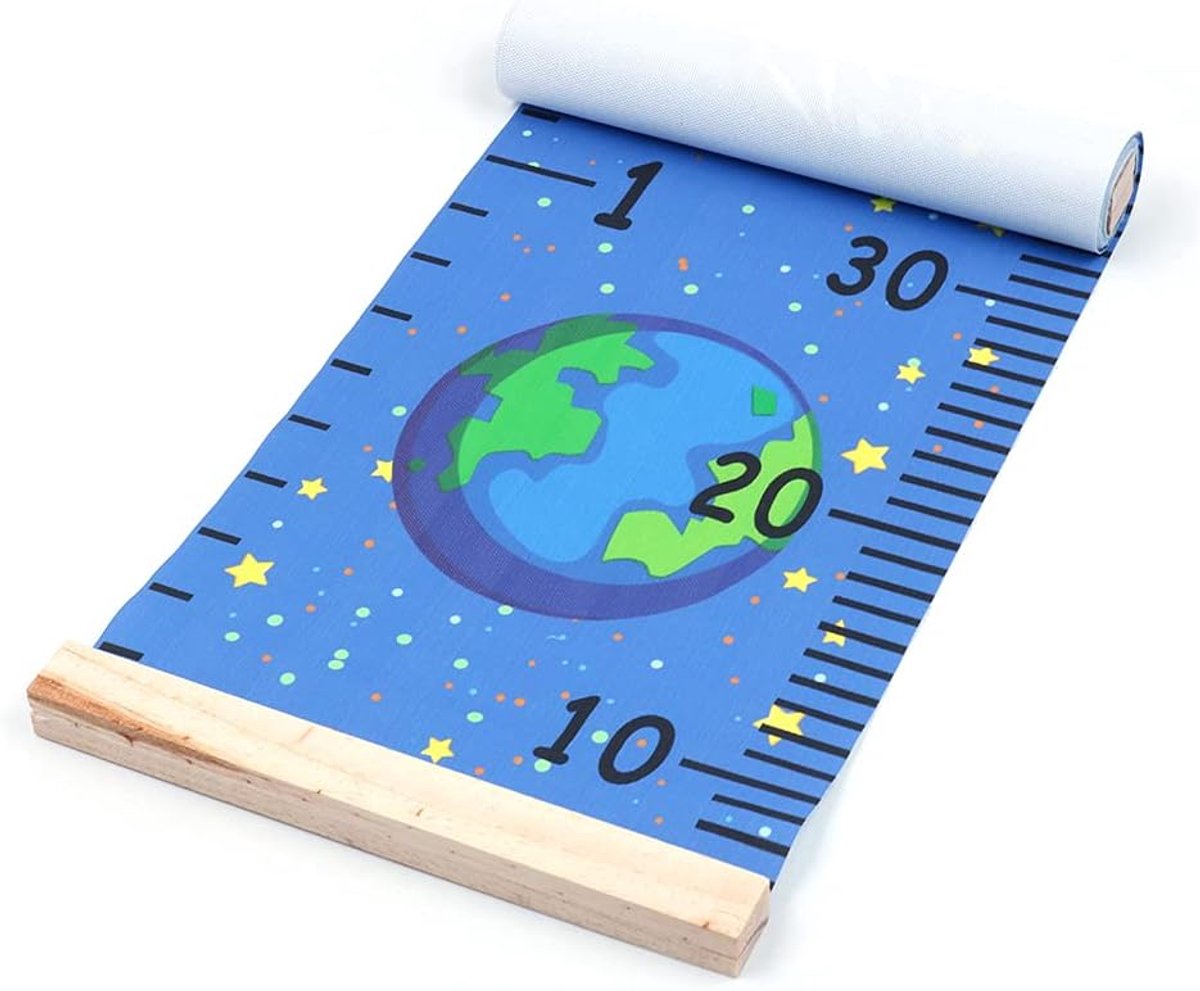 SnelShoppen - Kids Groeimeter, Canvas Wanddecoratie, Nauwkeurige Groeischaal voor Jongens en Meisjes, Blauw, Maat 20x200cm, Perfect voor Kinderkamer