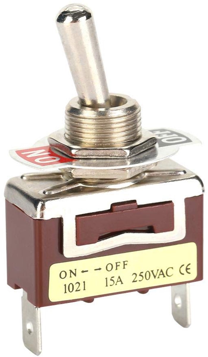 SnelShoppen - 5x Mini Rockerschakelaars, 2-polig, 2 standen, Aan/Uit, 15 A, 250 V, met Montagegat 12 mm voor Elektronica, Tuin, Keuken