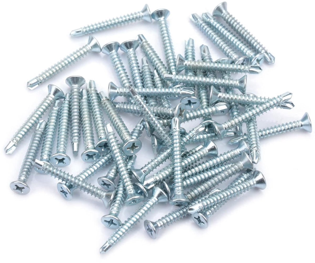 SnelShoppen - M4.2 Zelftappende Schroeven Set voor Metaal - Plat en Scherp, RVS, 32mm, 50 Stuks voor Platen Bevestigen
